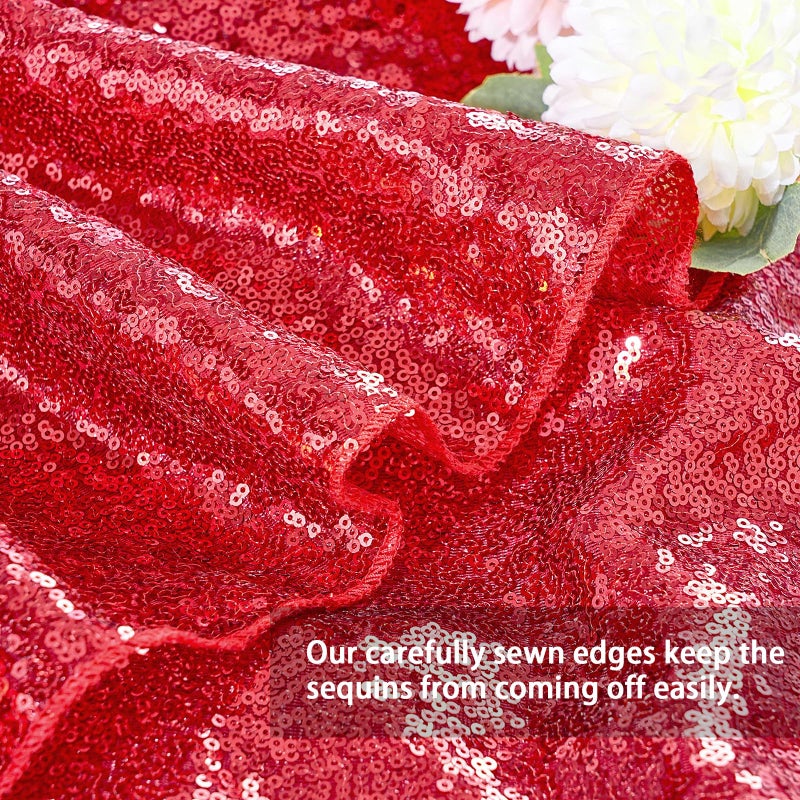 QueenDream Sparkly Sequin Tablecloth - Red Table Cloth 50x80 Inches Rectangle Table Overlay Fabric for Birthday Parties Baby Shower Decoration - Image 3